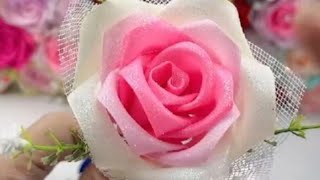 DIY Satin Ribbon flowers  How To Make Rose With Ribbon  Ribbon decoration ideas 0806 [upl. by Karlene]