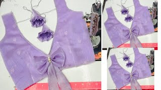 new blouse designV neck blouse design cutting amp stitching  latest blouse designV neck Bow design [upl. by Emaj]