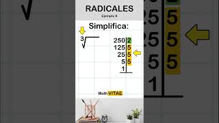 🥇CÓMO simplificar RADICALES ejemplo 8 radicales shorts matemática mathvitae [upl. by Aisayt]