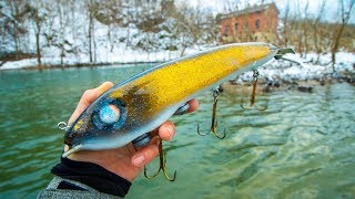 Winter Fishing HUGE BAITS For GIANT MUSKIE My BIGGEST Yet river monster [upl. by Noval]