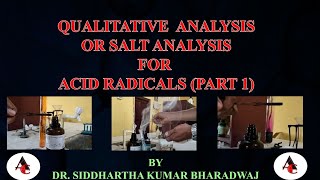 QUALITATIVE ANALYSIS OR SALT ANALYSIS FOR ACID RADICALS SOME SPECIAL TESTS [upl. by Sidonia767]