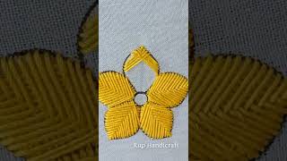 flower embroidery  Fishbone flower embroidery tutorial Rup Handicraft youtubeshorts embroidery [upl. by Nottnerb]