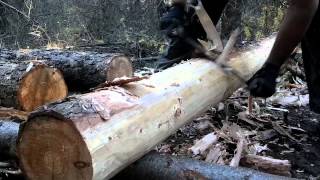 How to use a Drawknife  Drawshave  Peeling logs [upl. by Enoitna]