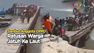 Ambruk Antusias Sambut Anggota DPRD Gerombolan Warga Jatuh ke Laut [upl. by Skiest106]