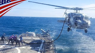 Hovering in Action The Astonishing Technique of Helicopter InFlight Refueling at Sea [upl. by Eardnaed]