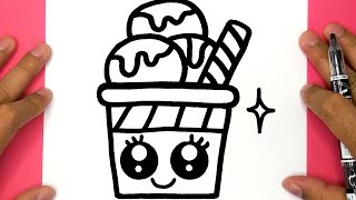 HOW TO DRAW A CUTE ICE CREAM AND COLORING DRAW CUTE THINGS [upl. by Gonagle]