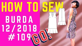 HOW TO SEW BURDA 122018 109 Silk DRESS  SEWING TUTORIAL [upl. by Phyl]