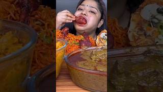 ASMR eating spicy chicken kaleji currty and veg maggi butter chicken pizza tandoori chicken [upl. by Merta]