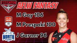 Essendon Bombers vs North Melbourne Kangaroos AFLW Fantasy Game Review 2024 [upl. by Elahcim278]