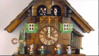 1 Day Musical Cuckoo Clock Cottage w Dancers amp Moving Oompah Band 13 In Tall German Black Forest [upl. by Jaban467]