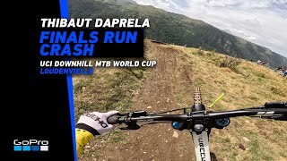 GoPro CRASH for Thibaut Daprela in FINALS run at Loudenvielle  2023 UCI DHI MTB World Cup [upl. by Nangem966]