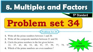 Problem set 34  Multiples and Factors  Chapter 8  5th standard  Maths [upl. by Faruq]