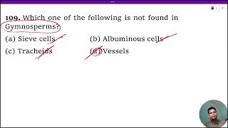 Which one of the following is not found in Gymnosperms 1 Sieve cells 2 Albuminous cells 3 Tra [upl. by Awram]