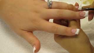 how to do pink and white gel nails part 1 [upl. by Ney]