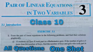 Class 10 Ex 31 Q1 to q7 Linear Equations in two variables Chapter 3 NEW CBSE NCERT Syllabus Rajmith [upl. by Ruenhs]