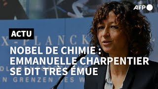 La Française Emmanuelle Charpentier quottrès émuequot de recevoir le Nobel de chimie  AFP [upl. by Nnaeirual]