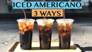 ICED VANILLA AMERICANO  3 WAYS USING REGULAR BREWED COFFEE INSTANT COFFEE amp ESPRESSO [upl. by Zrike]