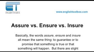 Assure vs Ensure vs Insure [upl. by Garwood]