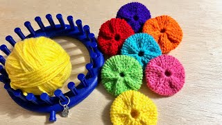 LOOM Knit Yo Yo Quilt Circles and Hexagons Step by Step Beginner Easy [upl. by Feltie989]