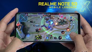 realme Note 50 Mobile Legends Gaming test MLBB  Unisoc Tiger T612 90Hz Display [upl. by Elocal855]