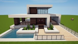 MODERNES HAUS mit POOL in MINECRAFT bauen TUTORIAL HAUS 168 [upl. by Amara473]