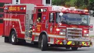 Greenville FD Ladder 4 amp Squad 15 Responding [upl. by Edniya]