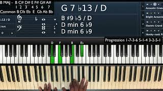 Passing chords and tritone substitutions in B Major [upl. by Notsua]