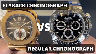 What is a Flyback Chronograph  Flyback vs Regular Chronograph Patek Philippe 5980 vs Rolex Daytona [upl. by Dachi]