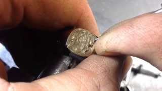 Hand engraving a small gold signet ring [upl. by Rivers648]