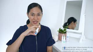 Nasal spray technique video  how to use a nasal saline spray [upl. by Enorahs]