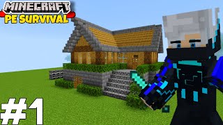 MINECRAFT PE Survival Series Ep 1 in Hindi 120  Made OP Survival Base amp Iron Armor minecraftpe [upl. by Elhsa]