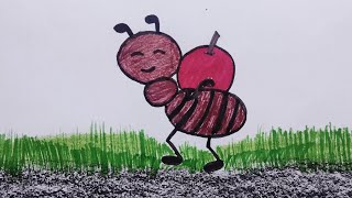 Hardworking Ant Drawing  Nanhi Chiti Ki Drawingviralvideo easydrawing ant 🐜🐜 [upl. by Eentruok]