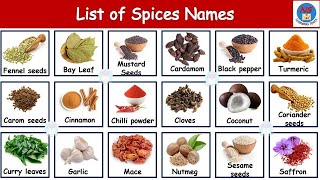 List of Spices  60 Spices Names in English and Hindi  Spices Vocabulary  मसालों के नाम  Spices [upl. by Nyberg]