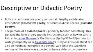 Descriptive amp Didactic poetry part of poetry literary genres [upl. by Enirolf]