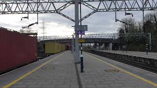 Stafford Railway Station 66301 GBRf DRAX arriving on 4M10 on P3 on 16th November 2024 [upl. by Grissel]