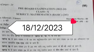 cbse basic maths Pre board paper 202324 class 10 morning Shift class 10th maths question paper [upl. by Hakeem]