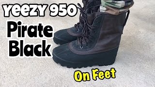 adidas Yeezy 950 M Duckboot quotPirate Blackquot on Feet [upl. by Gio]