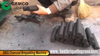 BBQ Charcoal Briquette Press Extruding BBQ Charcoal with different shape [upl. by Ancelin340]