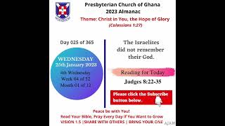 Presby  Presbyterian Church of Ghana  PCG Almanac Bible Reading 25012023 Akua Mayve [upl. by Akino89]