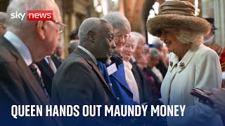 Queen hands out Maundy money to pensioners on behalf of King Charles [upl. by Bastian]