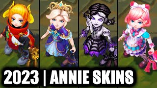 ALL ANNIE SKINS SPOTLIGHT 2023  League of Legends [upl. by Lerred]