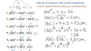 472 Les relations métriques dans le triangle rectangle Applications [upl. by Lletnwahs475]