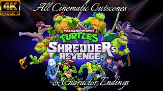 TMNT Shredders Revenge  All Cinematic Cutscenes amp Character Endings 4K [upl. by Haisoj]