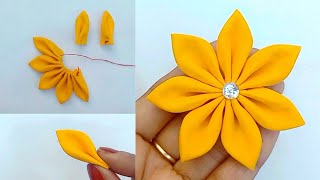 DIY New Design Fabric Flower Making in Just 3 minutes  How to Make a cloth Flower  Flower Making [upl. by Carisa]