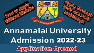 ANNAMALAI UNIVERSITY ADMISSION  BSc AGRICULTURE  2022 ONLINE APPLICATION STEP BY STEP  DRDK AGRI [upl. by Hicks]