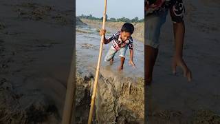 Telescopic fishing rod fishing littleboy catching reels river [upl. by Puttergill223]