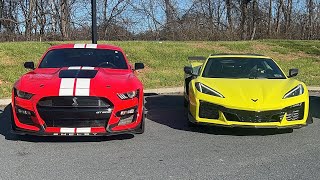 REVIEW 2023 C8 Corvette Z06 vs 2020 Shelby GT500 American Juggernauts [upl. by Karlise]