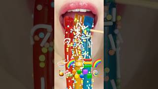 ASMR EMOJI FOOD 🍜🌈🍯🟨🟩🌈🍹🍡🟠🔵🟪🟩🍭 이모지 먹방 sped up [upl. by Seana519]