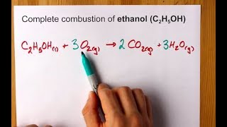 Complete Combustion of Ethanol C2H5OH Balanced Equation [upl. by Seuqram784]