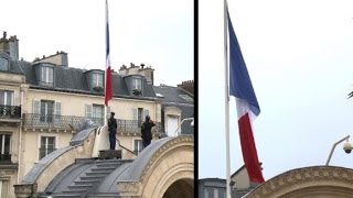 Manchester drapeaux en berne en France [upl. by Ruosnam354]